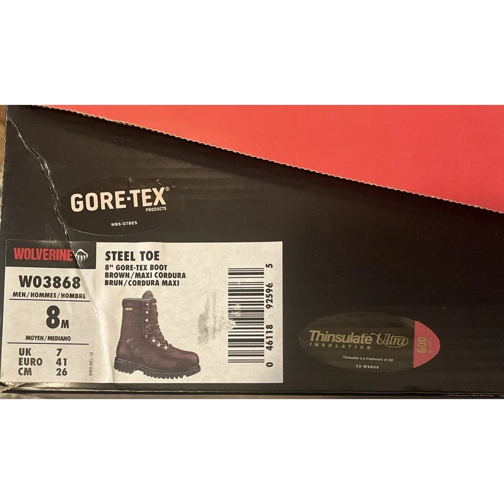Wolverine Gore-Tex Steel Toe Insulated Work Boots Men's Size 8M- W03868 NEW